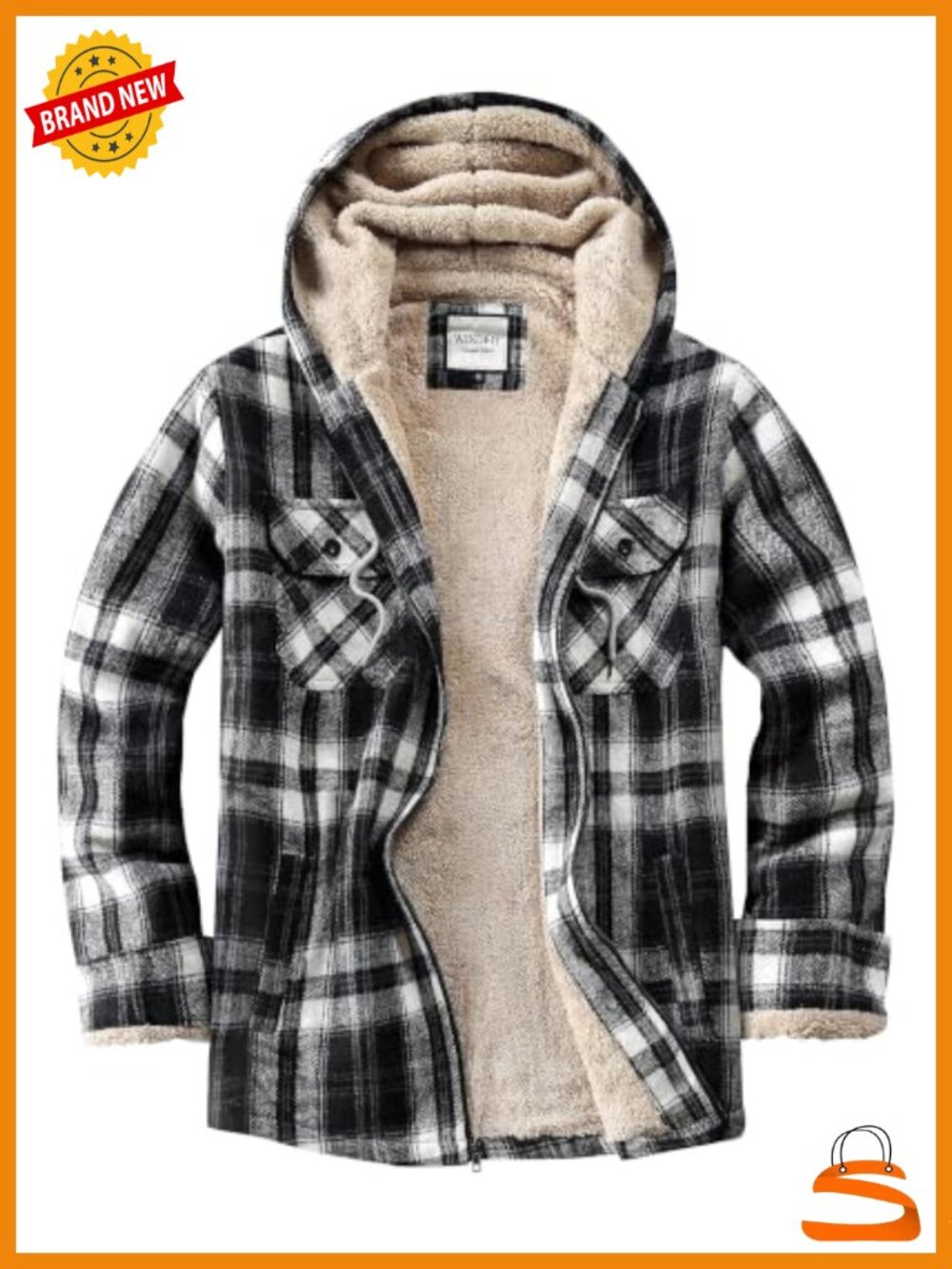 Womens Fleece Lined Plaid Flannel Shacket Full Zip Hooded Jacket
